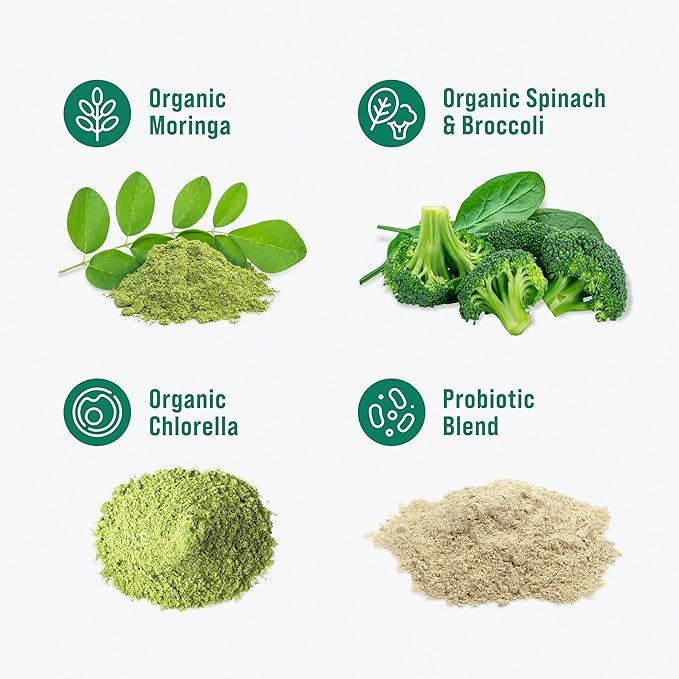 Supergreens Premium Superfood Greens Drink Mix w/Chlorella, Moringa, Spinach & Broccoli + Digestive Enzymes & Probiotic Blend -Nutrient-Packed Powder Wellness (Orange 20 SRV, Travel Pack)