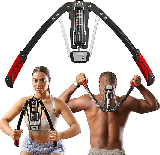 Lifepro Hydraulic Power Chest Expander and Arm Twister Trainer Exerciser - Adjustable 22-440lb Resistance, Smart Rep Counter - Home Gym Workout Equipment for Upper Body Strength Training