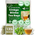 FreshDrinkUS, Premium 135 Ginkgo Biloba Leaf Tea Bags, 100% Natural & Pure from Ginkgo Biloba Leaves. Loose Leaf Herbal Tea. Made with Eco-Conscious Tea Bags. No Sugar, No Caffeine, No Gluten, Vegan.