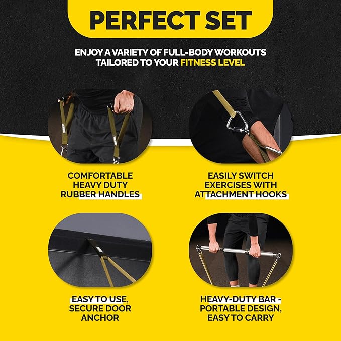 Long Resistance Bands for Working Out Men and Women - Set of 5 Pull-Up Bands, Rubber Handles and Door Anchor - Workout Bands Resistance for Men - Exercise Bands Resistance Bands Set