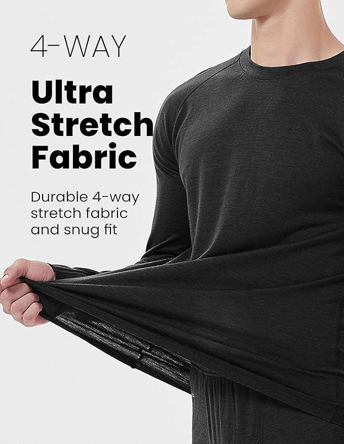 Iguana Mens 100% Merino Wool Base Layer Sets for Ski Lightweight Thermal Underwear