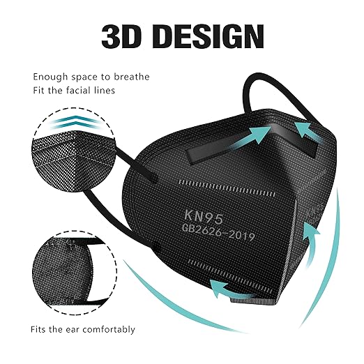 LEMENT KN95 Face Masks 100 Pack,5-Ply Breathable Cup Dust Disposable Masks For Adult,Teenager