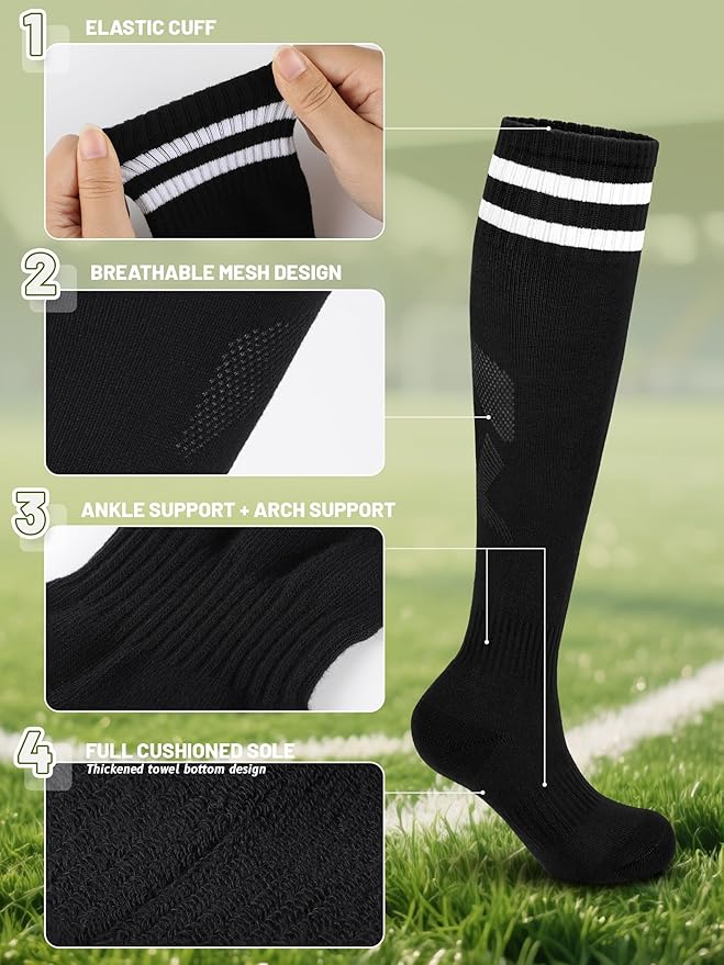 Kids Soccer Shin Guards, Youth Toddler Shin Pads with Sleeves and Soccer Socks for Age 3-16 Boys Girls Protective Lightweight Soccer Equipment
