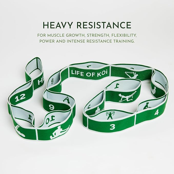 Stretching Strap: HEAVY Resistance Band, Stretch Strap with Loops for Yoga, Pilates, Dance, Physical Therapy, Gymnastics, Yoga Strap for Stretching, Workout, Flexibility