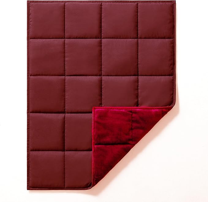 L'AGRATY Weighted Lap Blanket 7lb: Small Weighted Blankets for Adults Portable Travel - Cooling Pad Blanket for Relaxation Sleeping - Cozy Lap Washable All-Season(29" x 24")