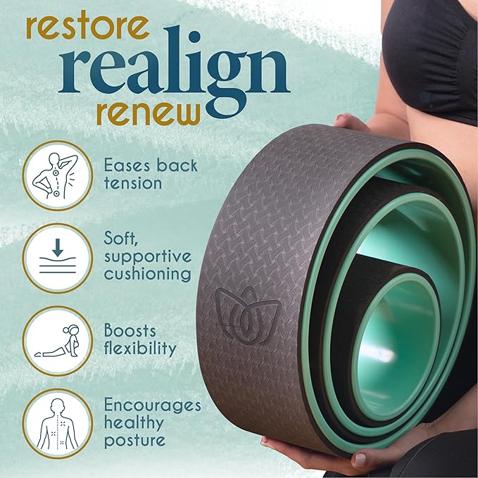 Florensi Back Roller - Back Stretcher, Back Cracker, Yoga Wheel, Deep Tissue Massager - for Back Pain Relief, Back Cracking, Yoga Stretching, Trigger Point Therapy - Foam Padded Rollers