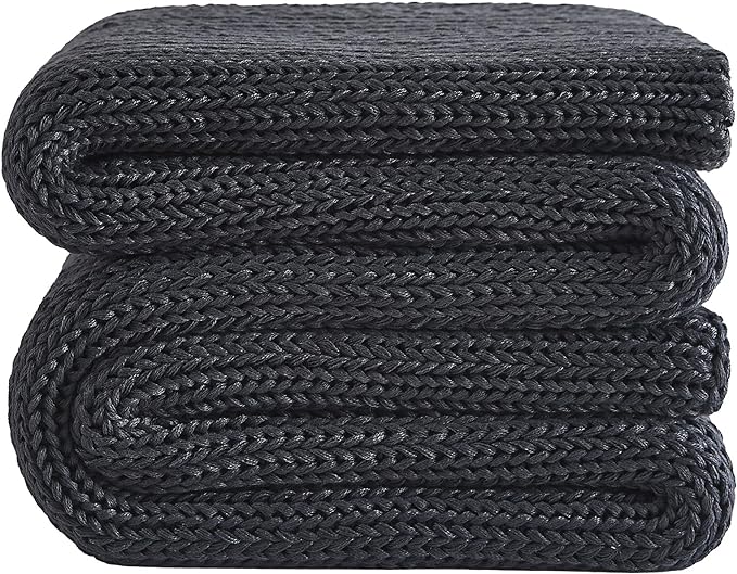 L'AGRATY Knitted Weighted Blanket - 60"x80" 15lbs Cooling Chunky Knit Heavy Blanket for Adults Braided Crochet Throw Thick Cable Yarn Knit Decorative No Beads Evenly Weighted Machine Washable
