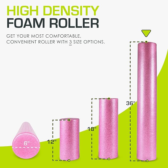 ProsourceFit High Density Foam Rollers 18 to 36 - inches Long, Firm Full Body Athletic Massage Tool for Back Stretching, Yoga, Pilates, Post Workout Muscle Recuperation