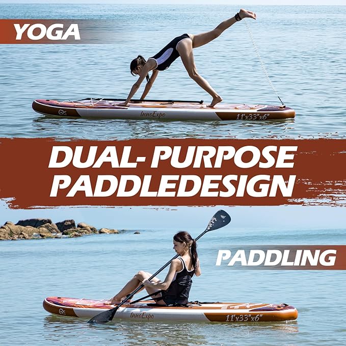 InnoExpo 11' Inflatable Stand Up Paddle Boards with Premium Accessories, Wide Stable SUP Paddle Board Design, Non-Slip Comfort Deck for Youth & Adults