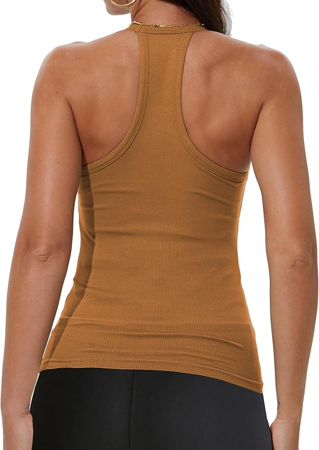 iGENJUN Workout Tops for Women Racerback Basic Tank Summer 2025 Camisole V Neck Slim Fit Ribbed Sleeveless
