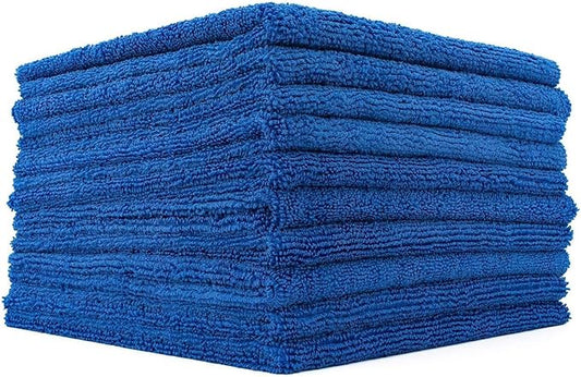 The Rag Company - Edgeless 365 Microfiber Towels (10-Pack) Premium 70/30 Blend, Professional Polishing, Wax Removal, Auto Detailing, 365gsm, 16in x 16n, Royal Blue