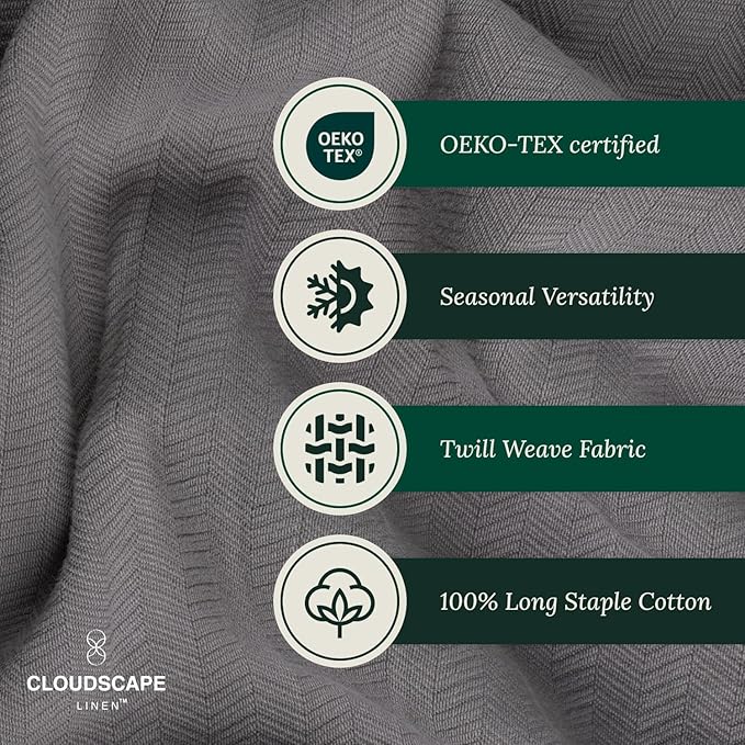 Herringbone Cotton Twin Blanket for Couch, Bed,Sofa, Home Decor, Soft, Lightweight, All-Season Bed Blanket, 68 x92, Dark Grey