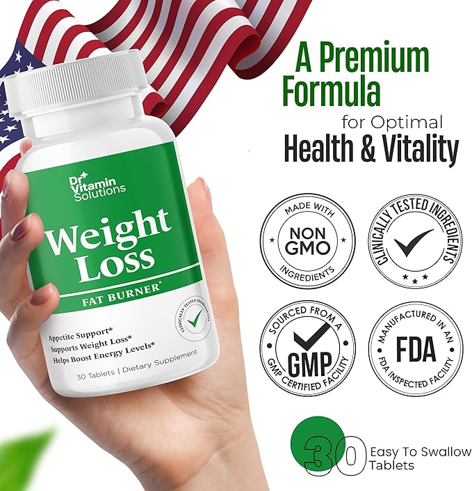 DR VITAMIN SOLUTIONS Weight Loss Supplements for Women & Men - Includes Green Tea Extract, Chromium, Vitamin B6 - Energy Booster, Belly Fat Burner & Appetite Suppressant Diet Pills - 30 Tablets