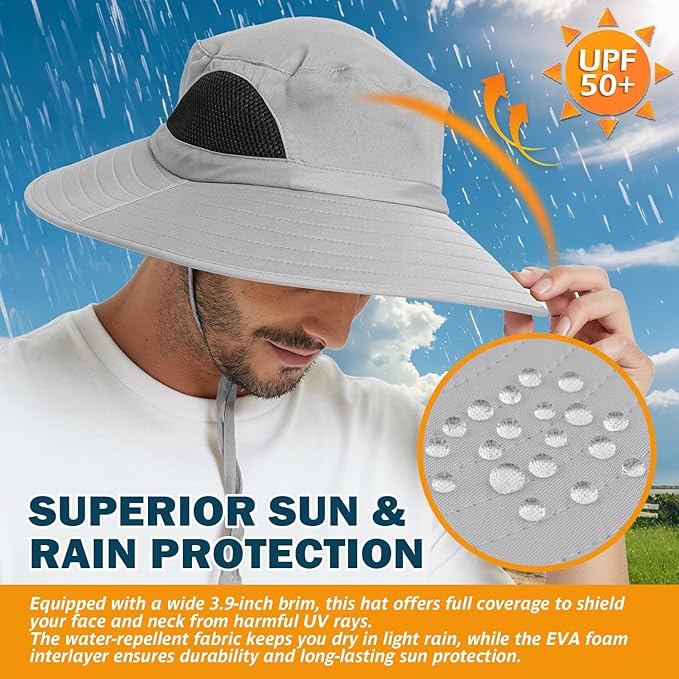 EINSKEY Wide Brim Sun Hat, UPF 50+ UV Protection Waterproof Packable Bucket Hat for Men & Women, Fishing Hiking Beach Garden