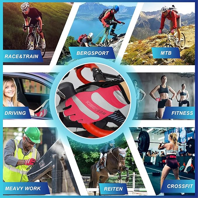 KINGSBOM Breathable Cycling Gloves, Shock-Absorbing Bike Gloves with Light Silicone Gel Pad, Anti-Slip Bicycle Gloves for Men and Women