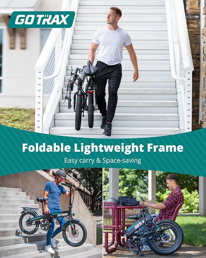 Gotrax 20" Folding Electric Bike with 40Miles (Pedal-assist1) by 48V Battery, 20Mph Power by Peak 500W, Adult Electric Bicycle with 5 Pedal-Assist Levels& LCD Display, Suitable for Commuting