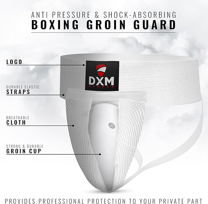 DXM SPORTS Boxing Groin Protector Men – Adjustable Groin Guard for Kickboxing, Taekwondo Sparring Gear, Muay Thai, Martial Arts Training