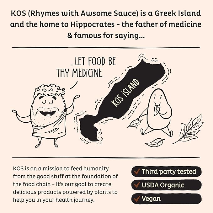 KOS Plant Based Protein Powder, Chocolate USDA Organic - Low Carb Pea Protein Blend, Vegan Superfood with Vitamins & Minerals - Keto, Soy, Dairy Free - Meal Replacement for Women & Men - 15 Servings