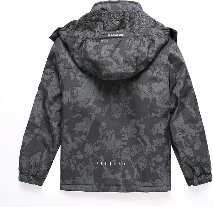 Keevoom Boys Winter Coat Ski Jacket Windproof Kids Snowboard Warm Fleece Snow Coat Waterproof Outdoor Hooded Ski Coats