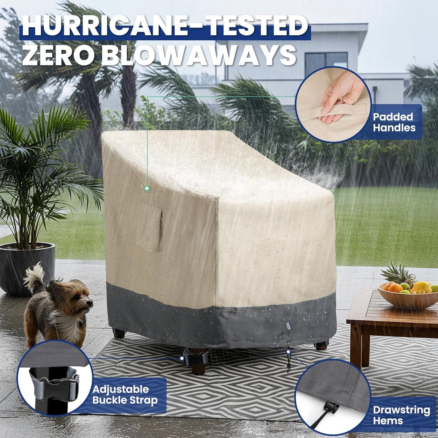 Extra Heavy Duty Patio Chair Covers Waterproof, 2 Pack Patio Furniture Covers for Outdoor Swivel/ Rocking Chair/ Adirondack Chairs, Outdoor Seat Cover with Air Vents, 35"W x 37"D x 38.5"H