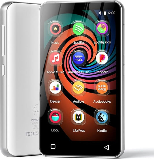 Innioasis MP3 Player with Bluetooth and WiFi, 160GB MP3 Player with Spotify for Kids, 4" Touch Screen Android MP3 MP4 Player with Pandora,Amazon Music,Audible,Libby,Audiobooks(White)