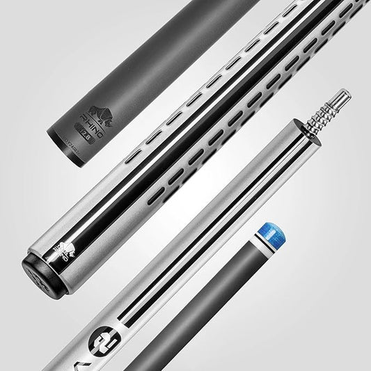 RHINO Nebula 2 Pool Cue - 100% Carbon Fiber Shaft & Composite Butt. Time Crystal Tip, Pro Taper Design, 12.4 mm,12.8 mm. 3/8-8 Joint, 3D Friction Grip. Low Deflection Pool Cue