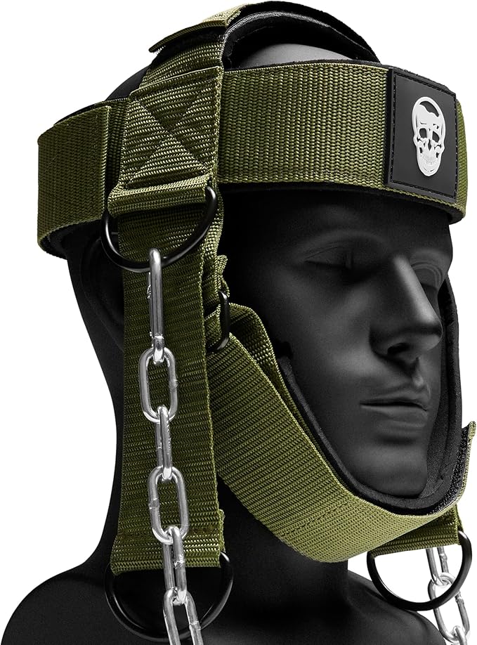 Gymreapers Neck Harness - Heavy Duty Stainless Steel Chain, Adjustable Neoprene Strap, Trainer for Strength & Pain Relief