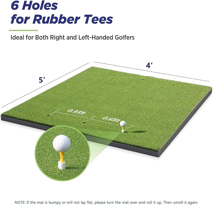 Golfguru Golf Mat, 5x4ft/5x5ft Dense Elite Golf Hitting Mats Practice with 10 Balls, 9 Tees, Heavy Duty Artificial Hitting Training Matt for Backyard Driving Chipping Indoor Outdoor Simulators