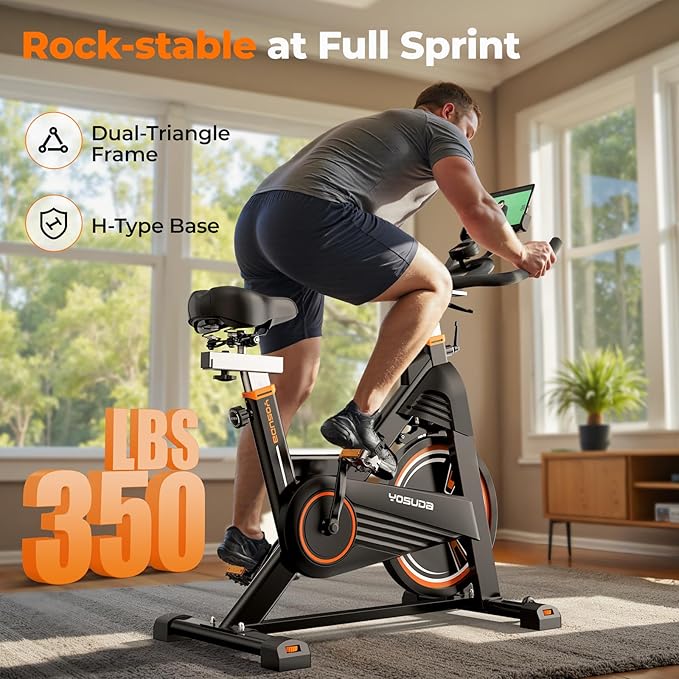 YOSUDA PRO Magnetic Exercise Bike 350 lbs Weight Capacity - Indoor Cycling Bike Stationary with Comfortable Seat Cushion, Silent Belt Drive
