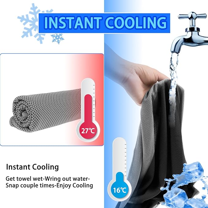 Cooling Towels 40 Pack 40"x 12", 160gsm Bulk Cool Towels, Soft Breathable, Super Absorbent, Quick Cold Towel, for Bowling, Yoga, Travel, Camping, Golf, Football, Hiking, Outdoor Work