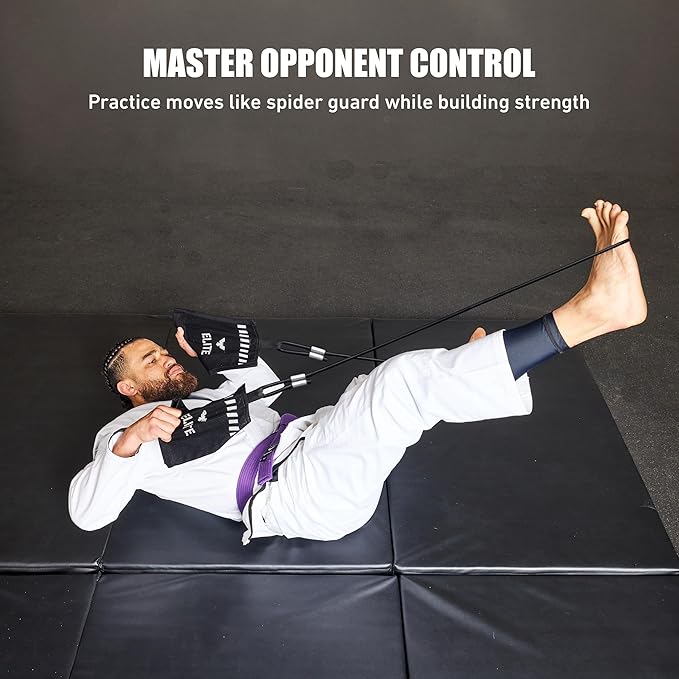 Elite Sports Jiu Jitsu Grip Trainer Simulate Gi - Resistance Band Grip Strength Trainer for BJJ MMA Judo & Grappling Training