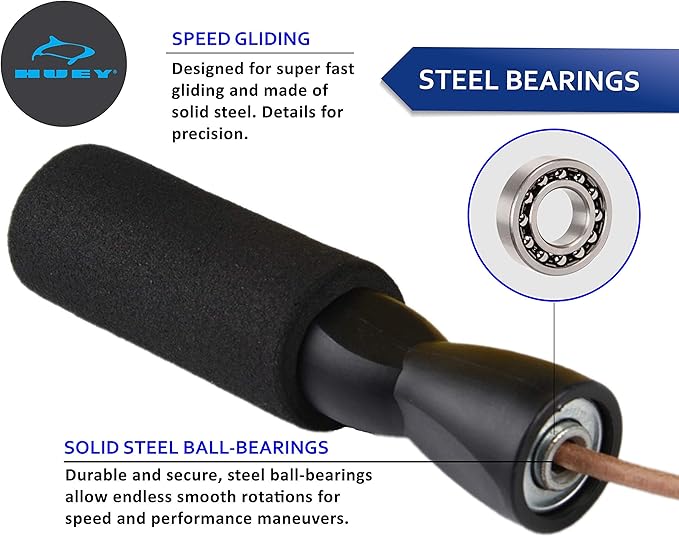 HUEY Sport Leather Jump Rope Skipping Rope for Speed Quiet Training Boxing MMA Cardio Crossfit Fitness Workout Indoor and Outside Exercise for Adult Kids Men and Women (5.5 oz)