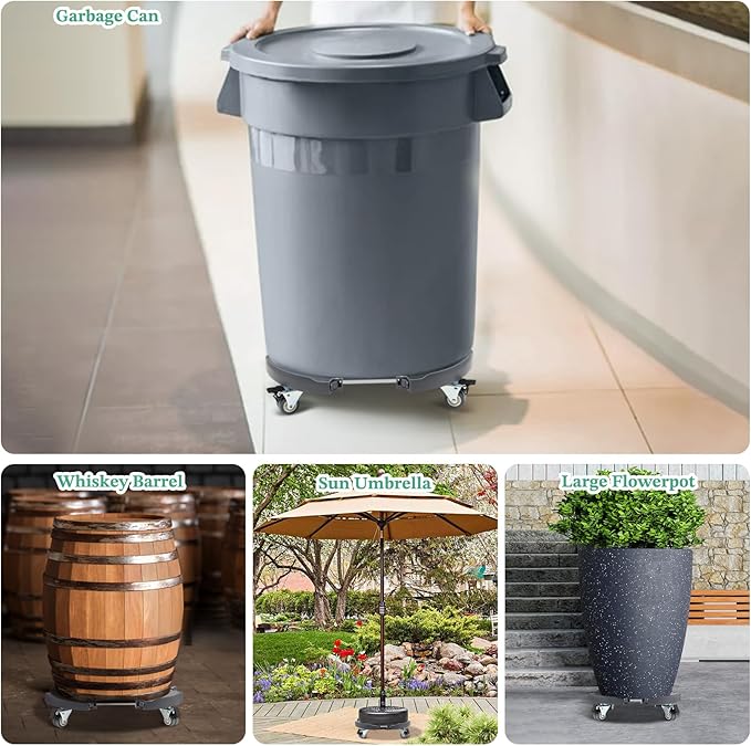 W B D WEIBIDA Round Dolly with Wheels Heavy Duty, Adjustable Pot Dolly 16-20 Inch, Large Plant Mover Indoor Outdoor, Muti Functional Rolling Dolly for Trash Can, Keg, Drum, Barrel