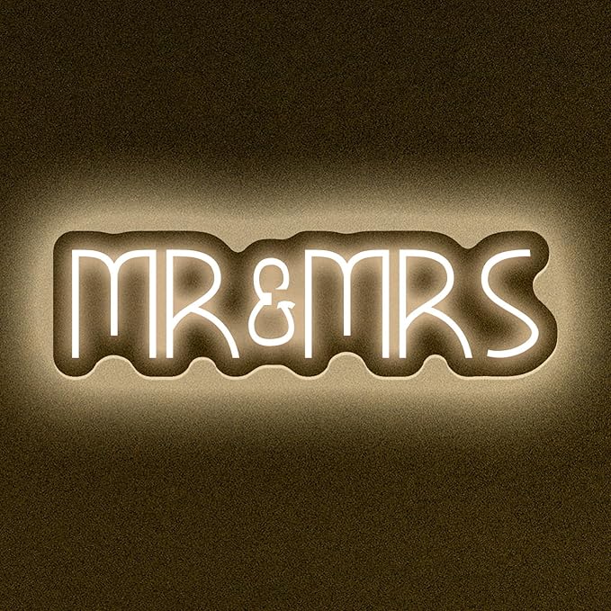 Mr&Mrs Neon Sign for Wedding Neon Light LED Backdrop Wall Decor USB Power Switch with Dimmable Mr and Mrs Sign Wedding Reception Decoration Gift for Anniversary Engagement Banquet (Warm White)