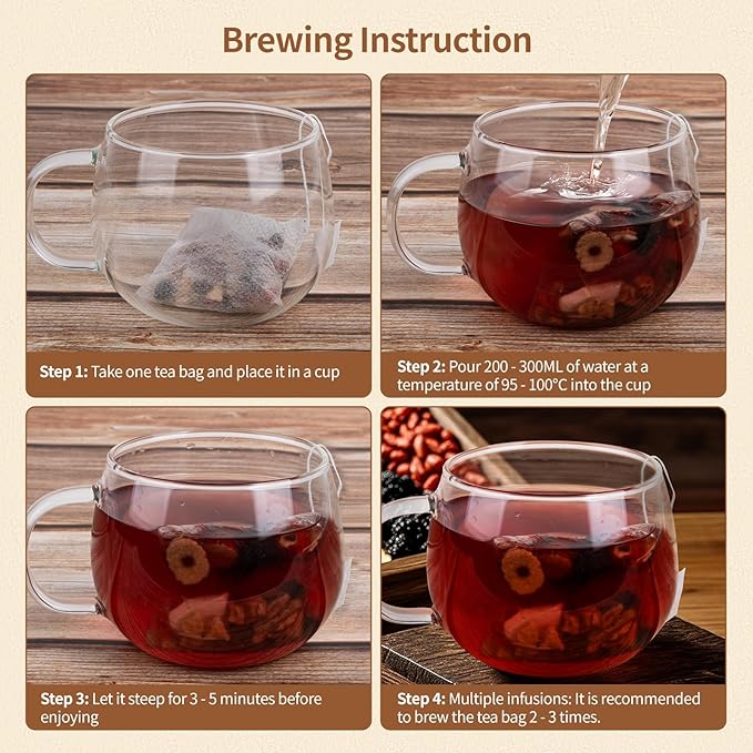 Kidney Tea Formula Ginseng Six Treasure Tea - Natural Chinese Traditional Herbal Ginseng Five Treasures Kidney Detox Cleanse Teabag For Men Women - 30 Bags