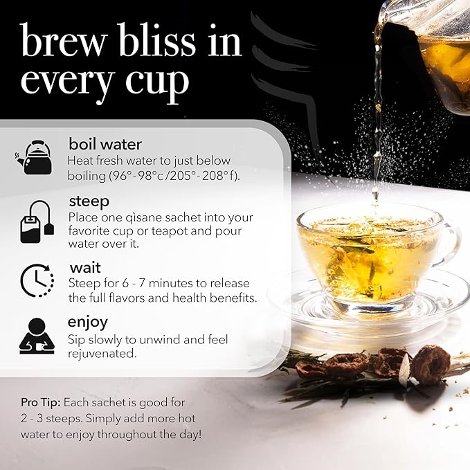 qìsane Hawthorn Berry Tea Bags with Osmanthus Flower - Dried Hawthorn Berries, Osmanthus Plant, Lemongrass & Ginger Loose Leaf Tea to Help Support Digestion & Easy Breathing - 10 sachets (~30 cups)