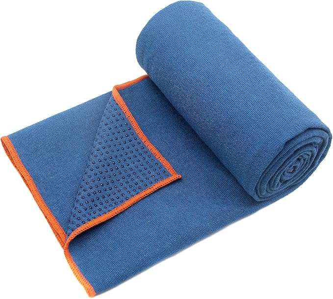 Eunzel 2 Pack Hot Yoga Towel with Grip Dot, Non Slip Yoga Mat Towe Sweat Absorbent Towel for Hot Yoga,Bikram, Pilates and Fitness 72" x 24", Dark Cyan/Steel Blue