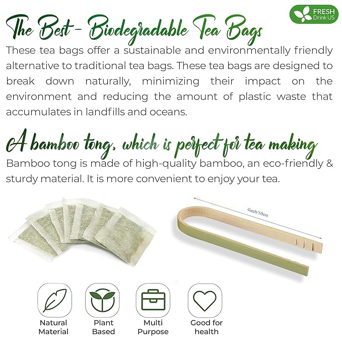 FreshDrinkUS, Premium 55 Horsetail Leaf Tea Bags, 100% Natural & Pure from Horsetail Loose Leaves Herbal Tea. Made with Natural Material Tea Bags. No Sugar, No Caffeine, No Gluten, Vegan.