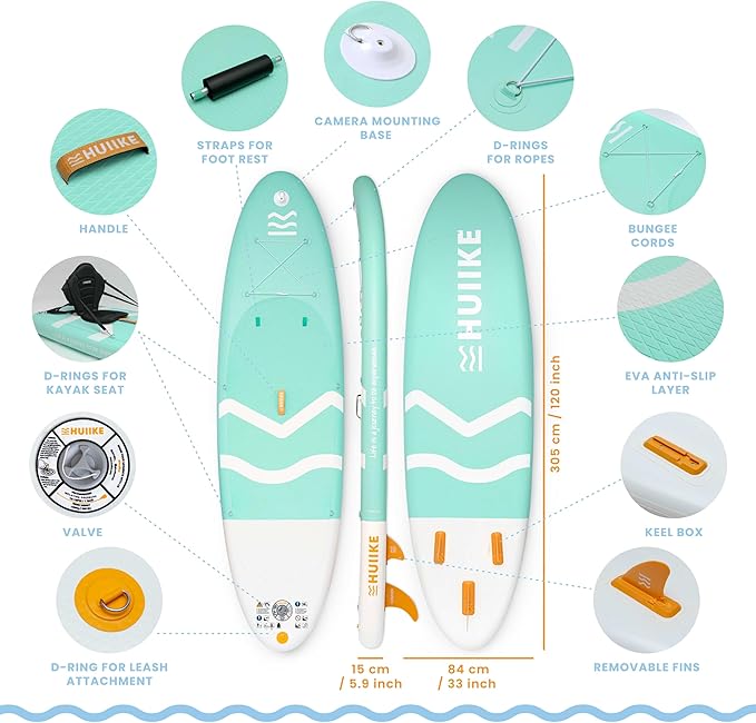 Inflatable Paddle Board for Adults with Accessories Included, Oar, Fins, Pump. Stand Up Paddleboard Great Stability and Resistance. 10’ x 33" x 5.9", Maximum Load 286 lb