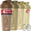 '-4 PACK- 28 oz Protein Shaker Bottle for Protein Mixes - 4x Wire Whisk | Leak Proof Shaker Cups for Protein Shakes | Protein Shaker Bottle Pack | Protein Shake Cup (Brown)