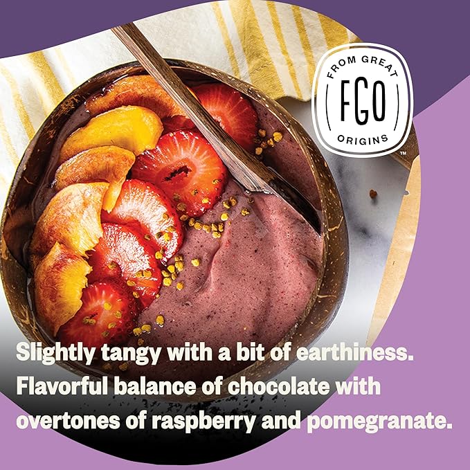 FGO Organic Acai Powder, 4oz Resealable Pouch, Freeze Dried Superfood Berry from Brazil, No Sugar & Additives,Great for Drinks, Smoothie, & Beverages, Non-GMO (Pack of 1)