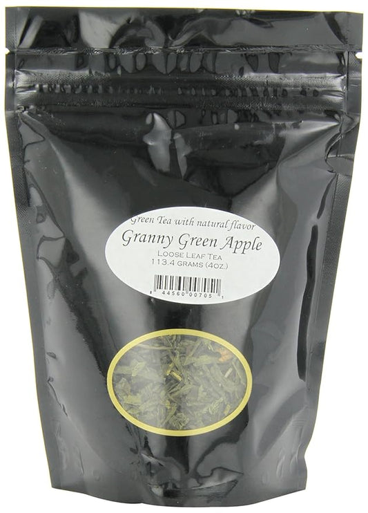 English Tea Store Granny Green Apple Tea Pouches - 4oz | Loose Leaf Green Tea | Refreshing Apple Flavor || Fruity Aromatic Blend | Great Hot or Iced