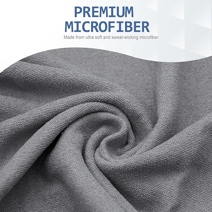 Eunzel 2 Pack Hot Yoga Towel with Grip Dot, Non Slip Yoga Mat Towe Sweat Absorbent Towel for Hot Yoga,Bikram, Pilates and Fitness 72" x 24", Grey