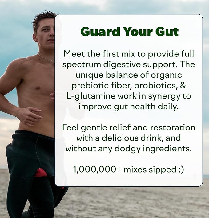 Feel Goods Gut Guardian, Organic Fiber, Probiotic & Prebiotic Powder, Sugar Free, Herbs for Bloat, Gut Health Support, Digestive Health for Men & Women, Non GMO, Vegan, Lemon Ginger, 30 Servings