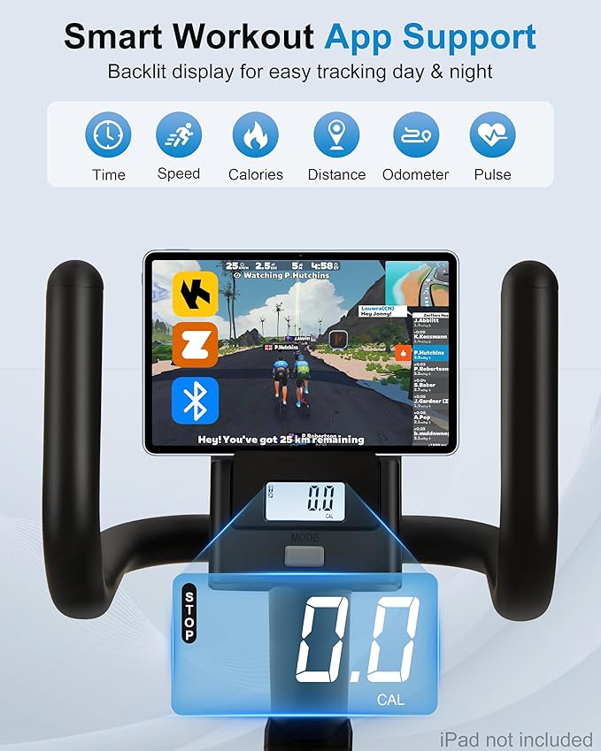 ECHANFIT Recumbent Exercise Bike for Home - 380LBS Weight Capacity, Exercise Bike with Smart Workout APP, 16-Level Magnetic Resistance, Backlit Display, Comfortable Seat