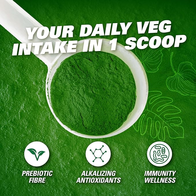 EHP Labs OxyGreens Super Greens Powder - Spirulina & Chlorella Superfood, Green Juice Powder & Greens Supplements with Prebiotic Fibre, Antioxidants & Immunity Support, 30 Serves (Pineapple)