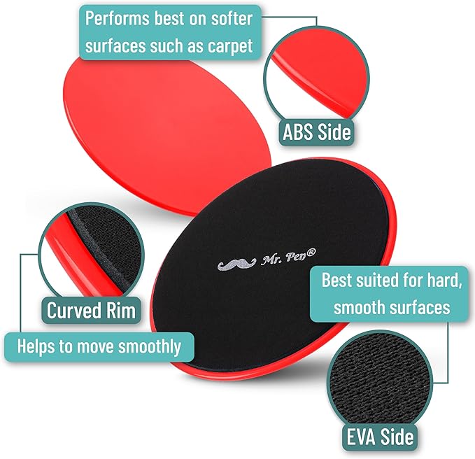 Mr. Pen Core Sliders for Working Out - 2 Pack Dual Sided Workout Sliders Discs