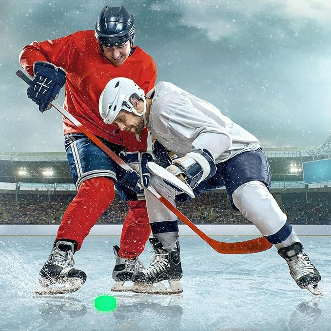 Elcoho Ice Hockey Puck, Glow in The Dark Party Pucks, Green Floor Puck Bulk with Drawstring Bag for Youth Adults Outdoor Indoor Sports Games Practicing & Training