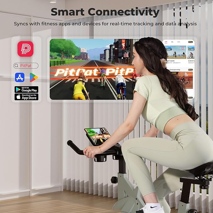 Superun Exercise Bike, Stationary Bikes for Home with Brake Pad, Low Noise Indoor Cycling Bike with 300LBS Weight Capacity, Workout Bike for Home Gym with Pad Mount LCD Monitor and Cup Holder