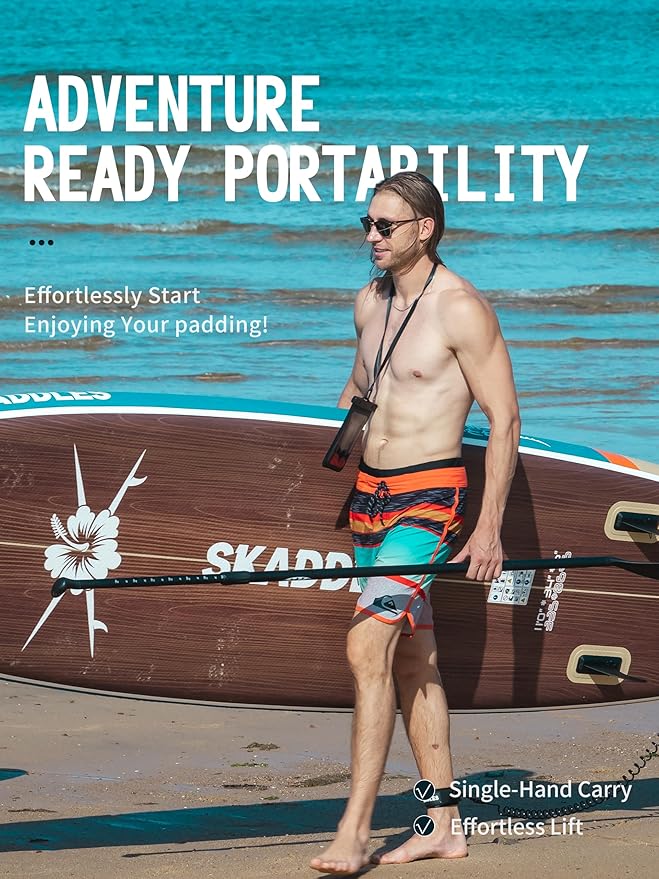 11' Inflatable Stand Up Paddle Board – Extra Wide SUP for Adults & Kids of All Skill Levels, Stable Paddleboard with Pump, Fins, Backpack, Accessories & Waterproof Phone Pouch